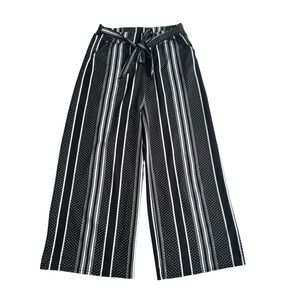 Black/White Striped Fluid Ankle Pants